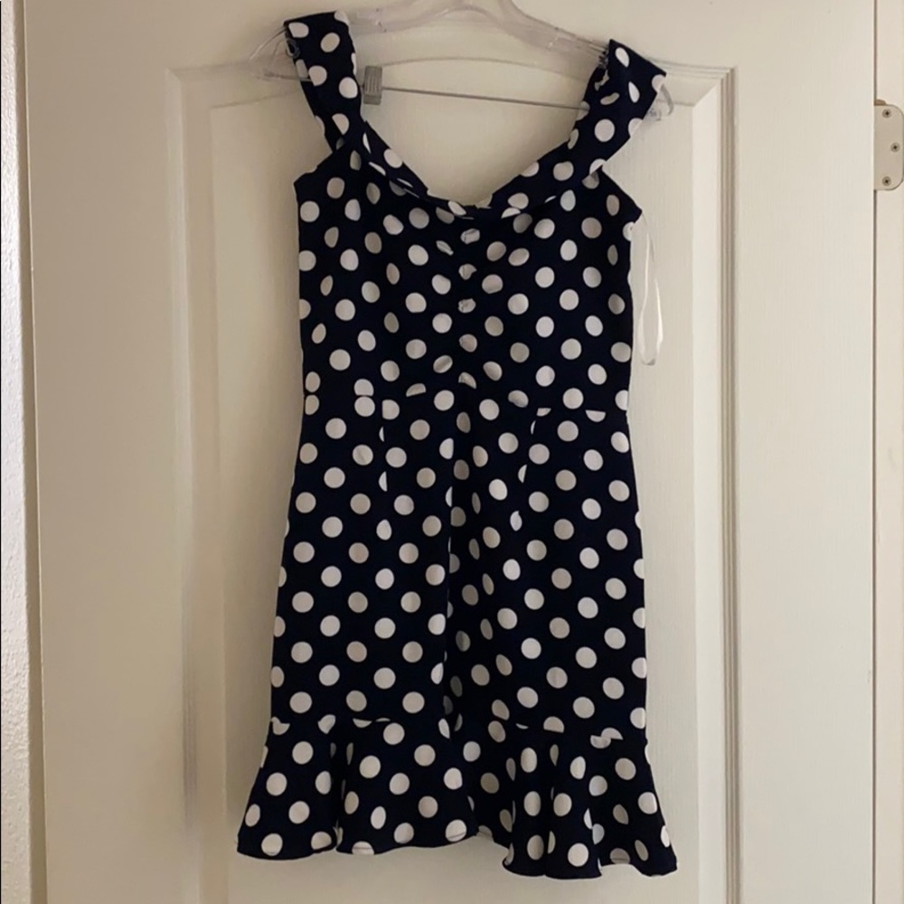 Polka Dot off shoulder ruffle mini dress